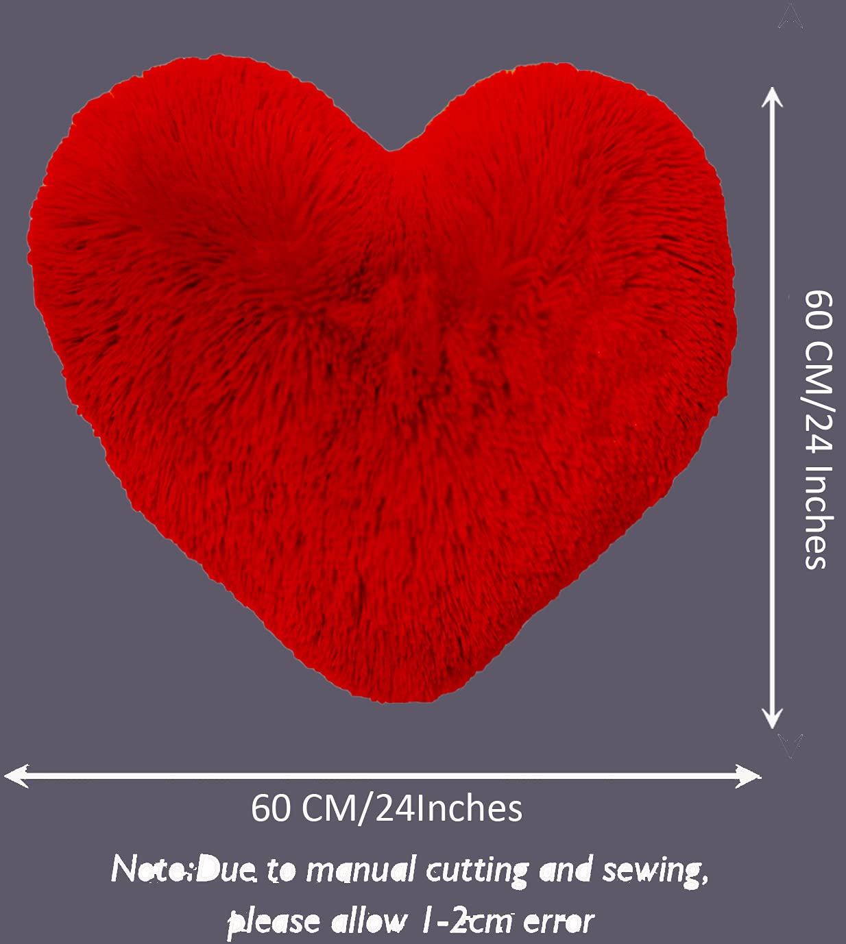 Love Heart Pillow Best Gifts For Birthday Valentine's Day, Red - Big Size | Thanks With A Grateful Heart Love Fur Throw Pillow Cushion | Beautiful Heart Pillow, Washable - Pack Of 1