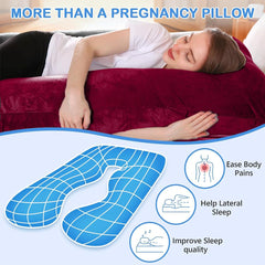 U Shaped Pillow, Pregnancy Pillow For Pregnant Women, Maternity Pillow, Maroon | Pregnancy Gifts For Women, Maternity Soft Pillows For Pregnancy Sleeping, Washable Velvet Cover