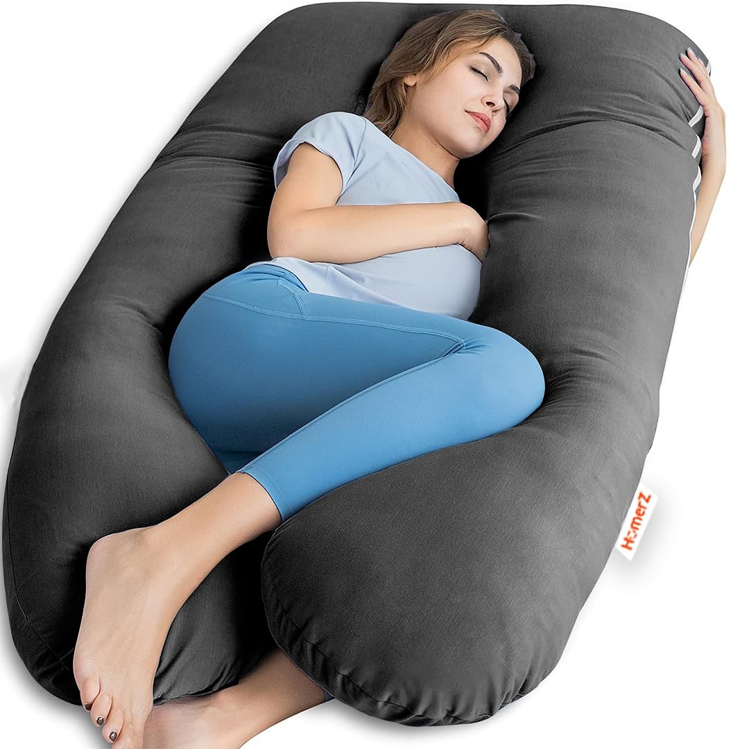 U Shaped Pillow, Pregnancy Pillow For Pregnant Women, Maternity Pillow, Grey Color | Pregnancy Gifts For Women, Maternity Soft Pillows For Pregnancy Sleeping, Washable Velvet Cover