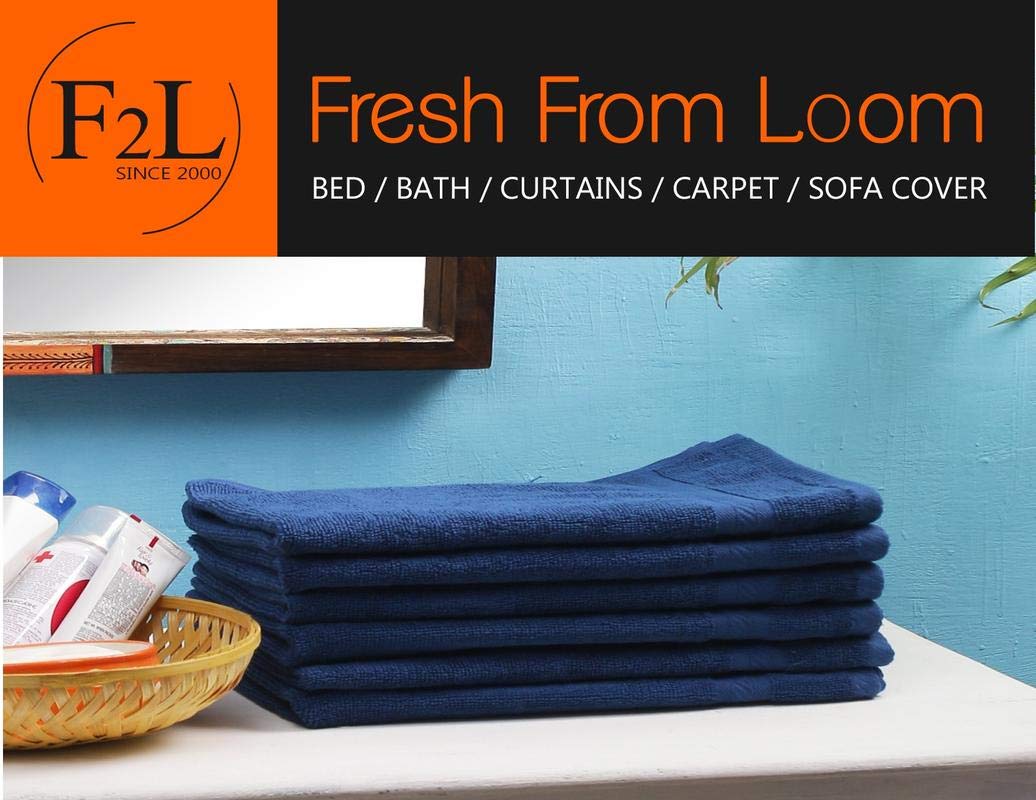 Fresh From Loom Luxury Fur Collection Hand Towel 500 Gsm Napkins Cotton High Absorbency Double Stitched Size (Blue) - Set Of 6