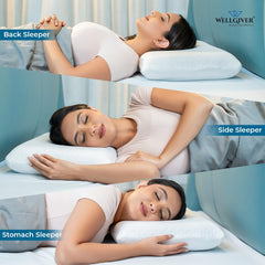 Memory Foam Cervical Pillow, Orthopedic Pillow, Standard Size - 20 X 13 X 4 Inch | White Pillow, For Neck & Shoulder Pain Relief | Removable Zipper Cover, Sleeping Pillow - Pack 2