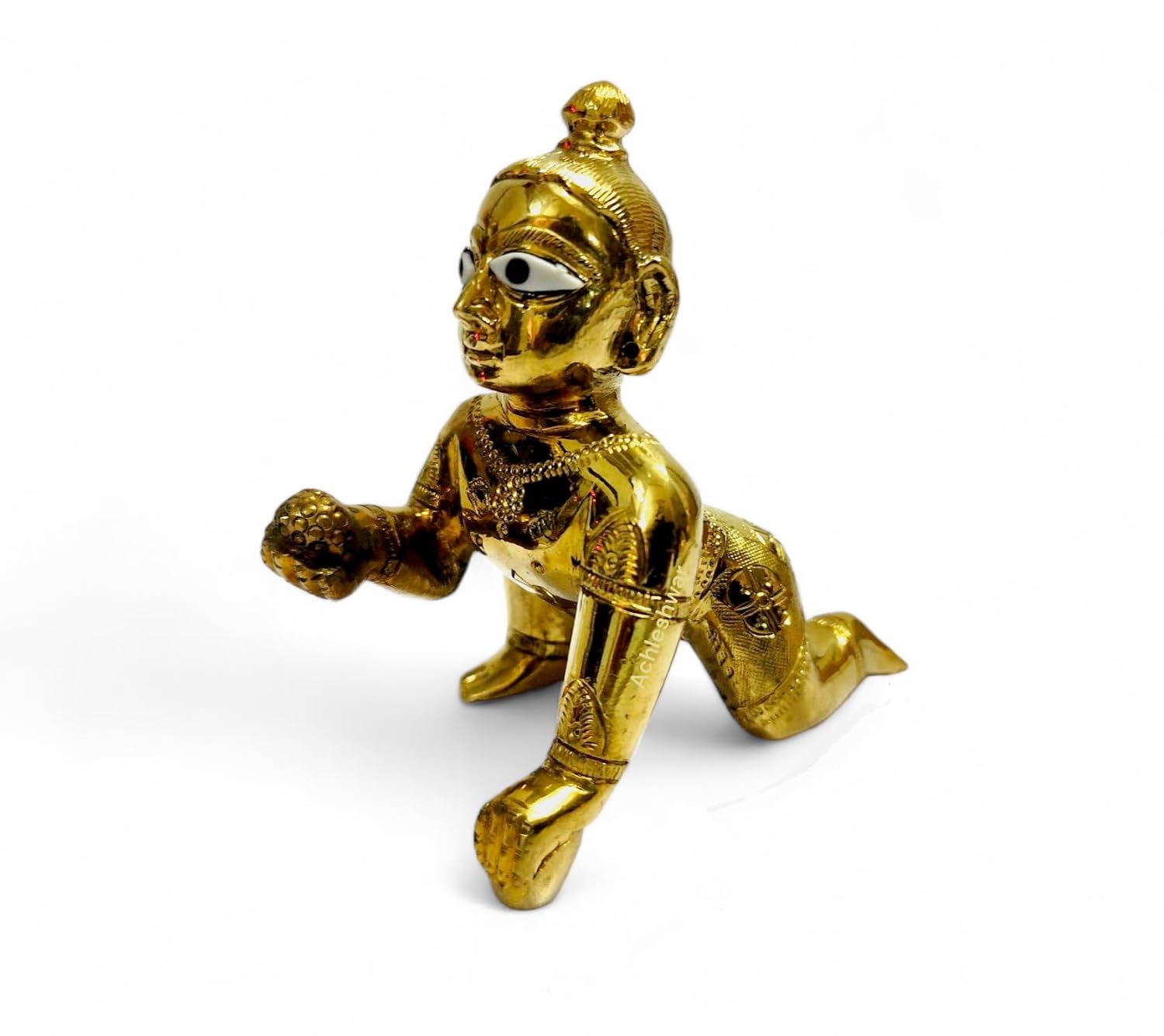 Superfine Ashtadhatu Laddu Gopal Idol, Bal Gopal Idol, Gold, Brass - Size No.5, God Idol, Golden Handmade Statue, Occasions & Festivals, Janmashtami Specials Murti
