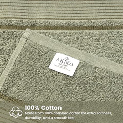 Akiko Home 100% Cotton Essential Series Hand Towels 1200 Gsm | Soft, Absorbent & Durable, Cotton Hand Towel For Bathroom Use, Gentle On Skin- Pack Of 6 (Teal & Green)