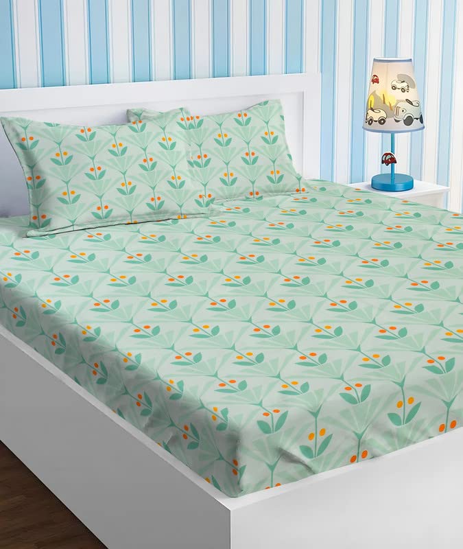 1 Double Bedsheets With 2 Pillow Covers - 78 X 72 Inches, Sea Green | Double Bed With All Around Elastic Super Soft Breathable & Wrinkle Free
