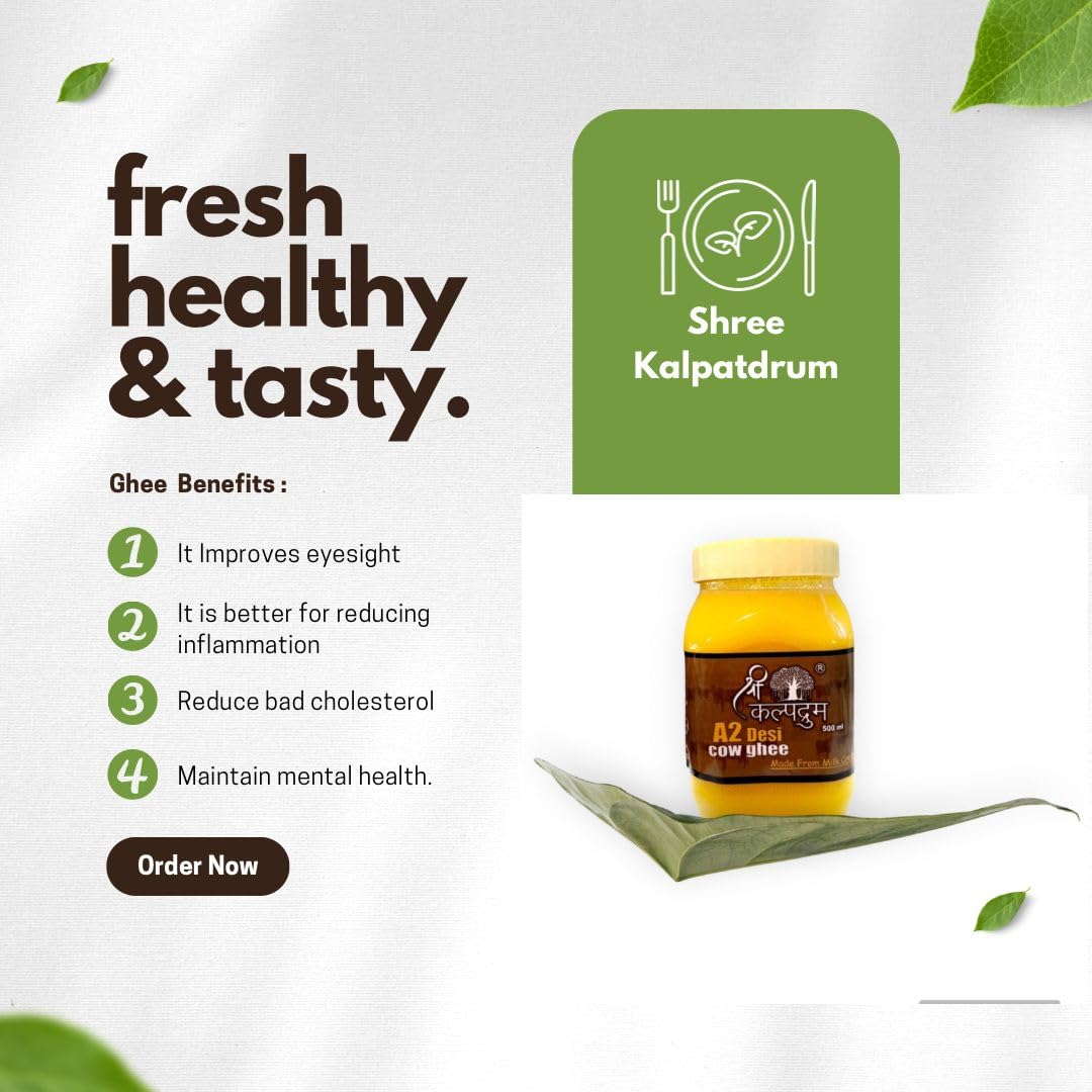 Pure A2 Desi Cow Ghee By Kalapurna Ghee | Delicious & Nutritious Healthy Desi Cow Ghee For Cooking | 5 Litre (1 Litr * 5) 169.0 Ounce | Jar Pack