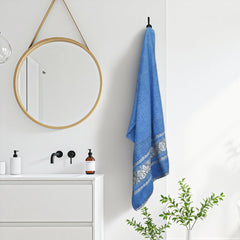 Liberty Towels 100% Cotton Large Size Bath Towel 450 Gsm | Highly Absorbent, Soft & Quick Dry Bathroom Towel | Elegant Design (Blue)
