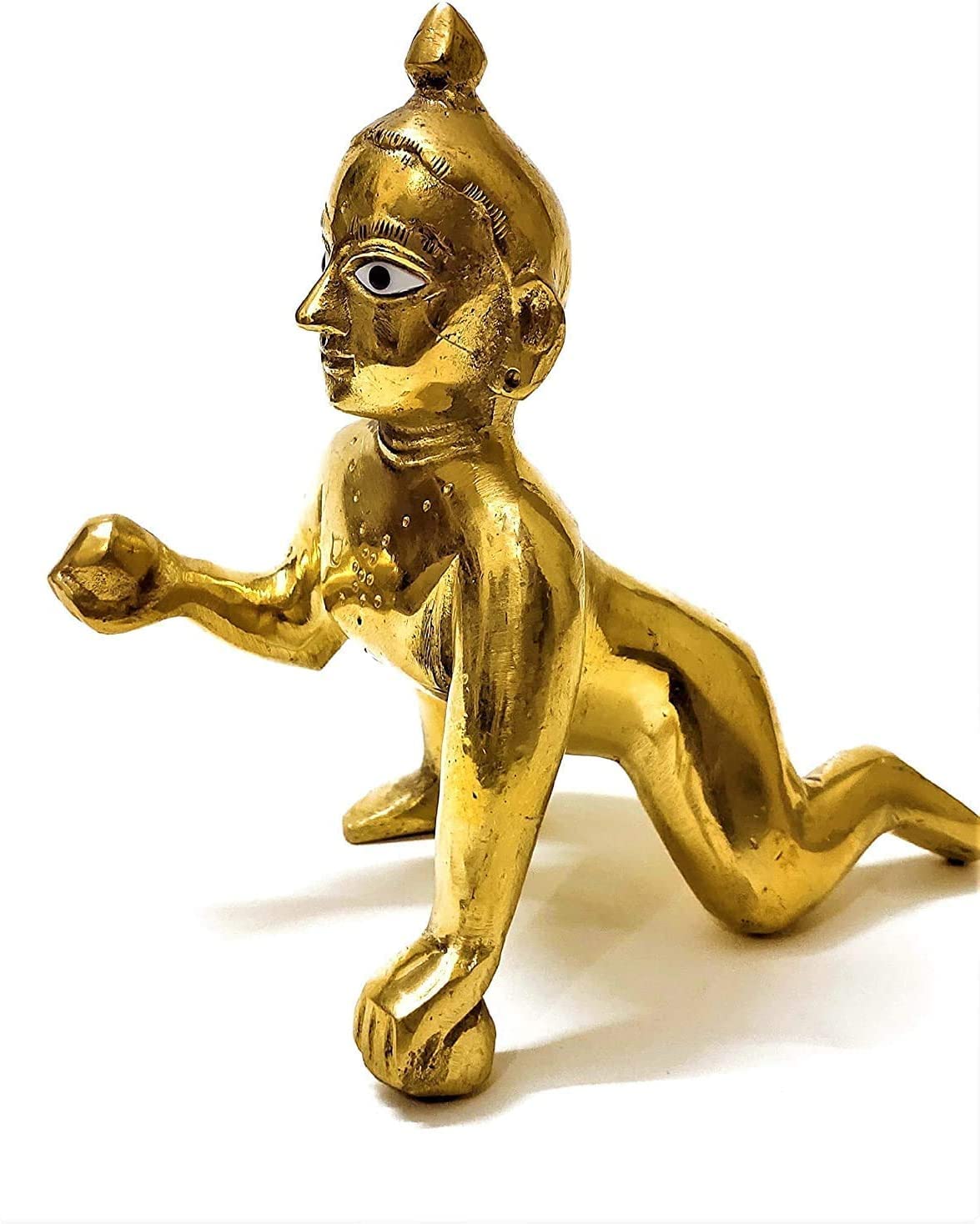 Laddu Gopal Idol, Bal Gopal, Thakur Ji Petal Murti, Metal, Gold Idol - Medium, Size - No.4, Janmashtami Special For Home Temple Statue, Occasion, Made Of Brass, Best Gift, Lord Krishna Idol