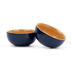 Ceramic Veg Bowls Set Of 6 For Dinner - 180ml Each, Midnight Blue | Katori Set With Glossy Finish - Stoneware Ceramic Bowls Set Of 6 | Dessert Bowl Set