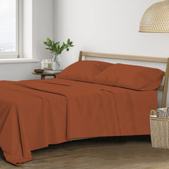 Plain Queen Size Double Bedsheet With 2 Pillow Covers (86 X 104 Inch, Burnt Orange) | Breathable & Skin-Friendly | Ideal For Hotel, Guest House, Bedroom
