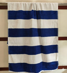 Cotton Bolls Textiles Premium 100% Cotton Bath Towel 450 Gsm | Ultra-Soft & Absorbent Quick Dry Durable Stripe Design Towel (Navy)