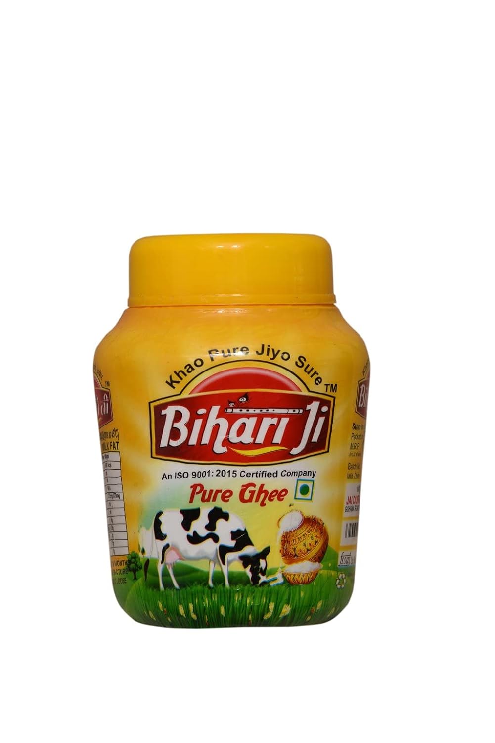 100% Natural Pure Desi Ghee By Bihari Ji | Traditional Hand Churned Bilona Method Desi Ghee For Laddus | (500ml) 16.9 Ounce | Jar Pack