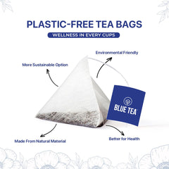 Blue Tea Caffeine Free Smooth Move Herbal Tea - 50 Pyramid Tea Bags In Zip Lock Pack | Super Antioxidant - Gluten Free, Non-GMO, Zero Sugar, 100% Vegan