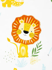 Kids Lion Single Bedsheet With 1 Pillow Cover - 55 X 86 Inches, Orange | Durable, Long Lasting Fabric | Soft To Touch And Comfortable