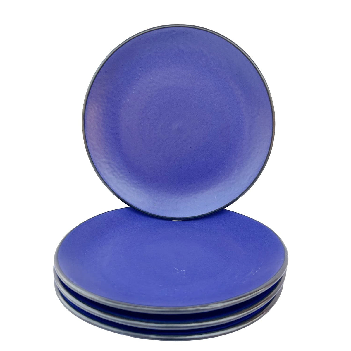 Ceramic Handcrafted Serving Small Plates Set Of 4 - 7.4 Inch, Cobalt-Blue | Hand Painted, Stoneware - Dinnerware | Scratch Resistant, Microwave & Dishwasher Safe