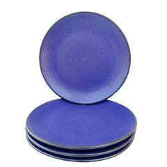 Ceramic Handcrafted Serving Small Plates Set Of 4 - 7.4 Inch, Cobalt-Blue | Hand Painted, Stoneware - Dinnerware | Scratch Resistant, Microwave & Dishwasher Safe