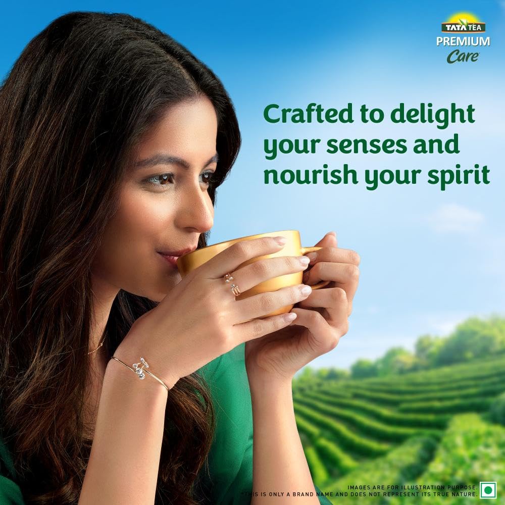 Tata Tea Premium Care Black Tea - 250gm, 8.8 Ounce | Delicious Tea With Goodness Of Tulsi, Mulethi, Ginger, Brahmi & Elaichi - Medium Caffeine Chai Patti