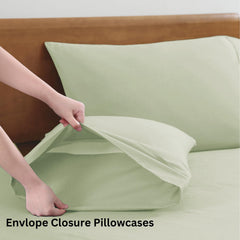 Breathable Cotton Flat Bedsheets With Pillow Cover - 60 X 90 Inches, Sage Green | Looking For Everyday Bedding | Softness Every Night | 144 Thread Count