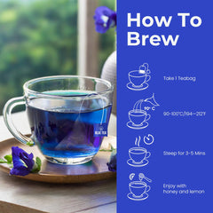 Blue Tea Butterfly Pea Flower Herbal Tea - 15 Pyramid Tea Bags | Supports Overall Health & Well Being - Caffeine Free, Non-GMO, Antioxidant-Rich