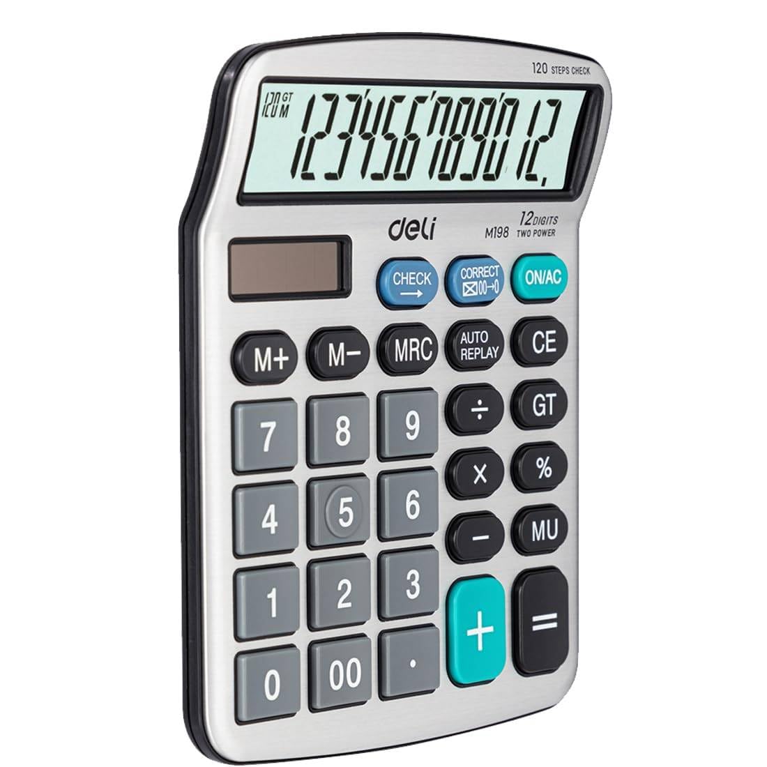 Deli Cm19811 12-digit Display Steps Check And Correct Metal Desktop Calculator | 3 Years Warranty, Offering Long-term Use | - Silver