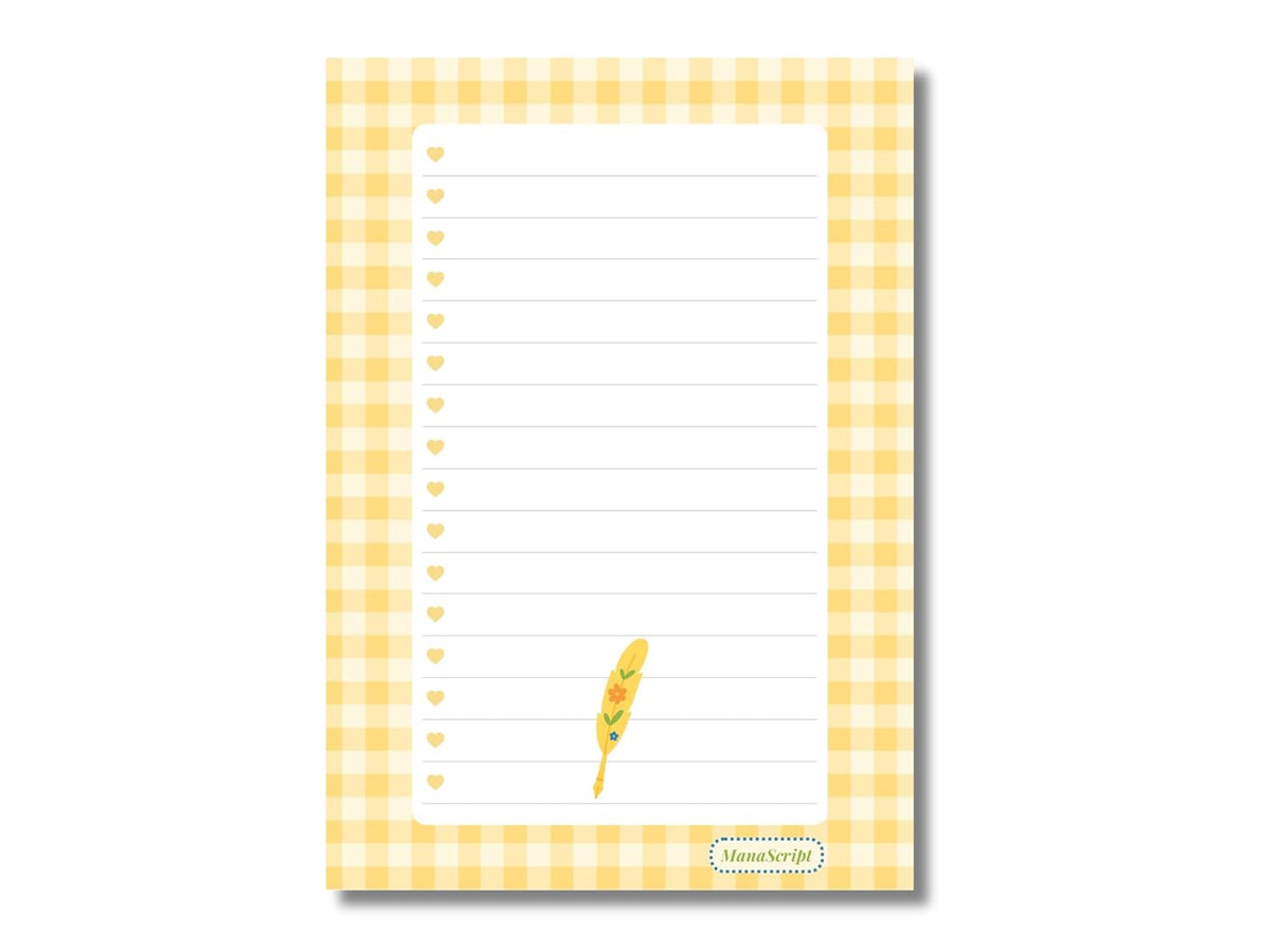 A5 Notes/To Do List Notepad, Beautiful Checklist Pad, Tear-Off Sheets (Pen, Yellow) Pack Of 1