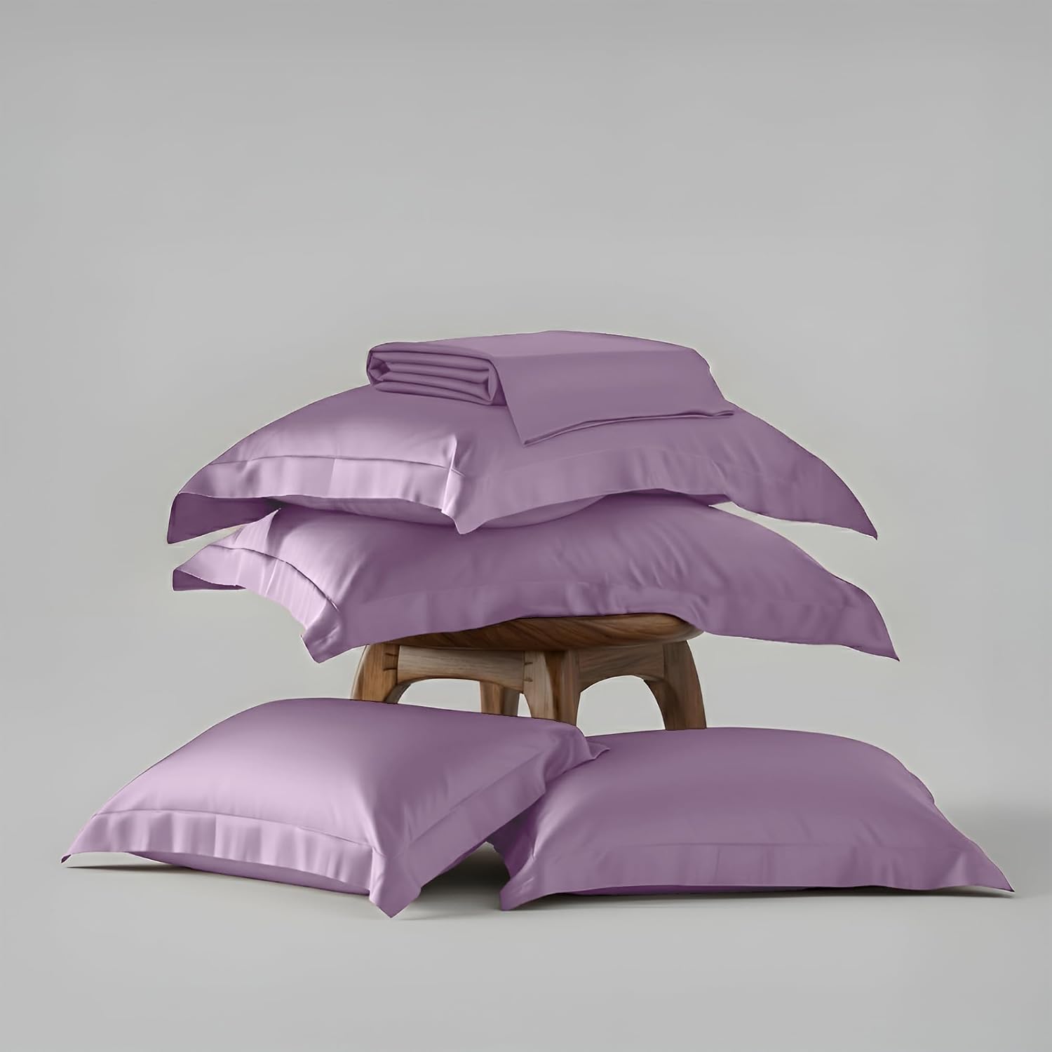 Bedding Set 1 Bedsheet King Size With 4 Pillow Cover - 108 X 108 Inches, Lilac | Wedding, Bedroom, Date Night Collection | 300 Thread Count