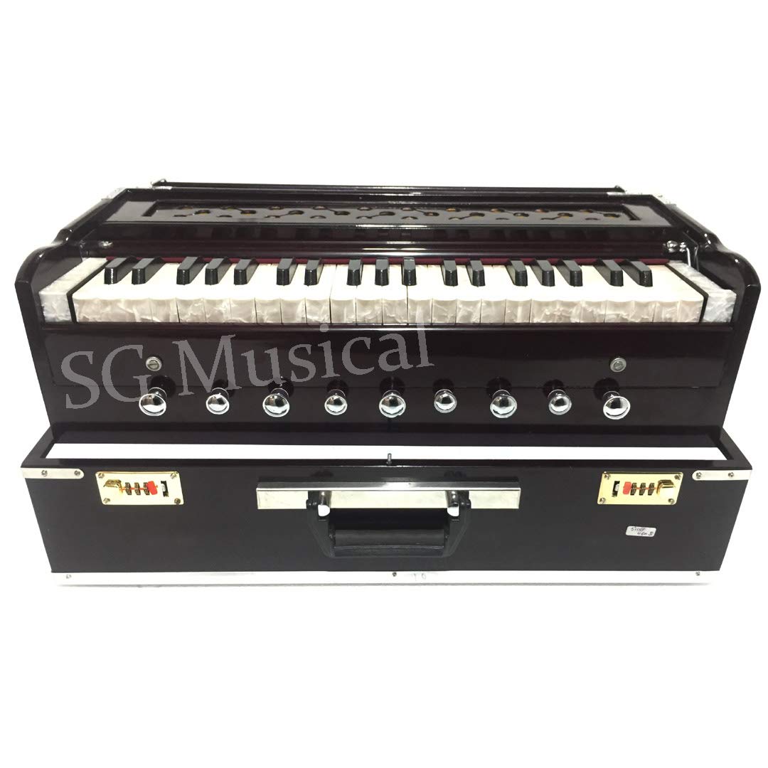 Harmonium With 42-Keys, 9 Stopper, 7 Bellow, Two Reed (Bass-Male), 3.5 Octave, Coupler, Chudidaar With Padded Carry Bag