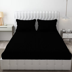 Breathable Single Size Flat Bedsheets With 1 Pillow Covers | 60 X 90 Inches, Black | Wrinkle Resistant & Soft Skin Safe | 144 Thread Count