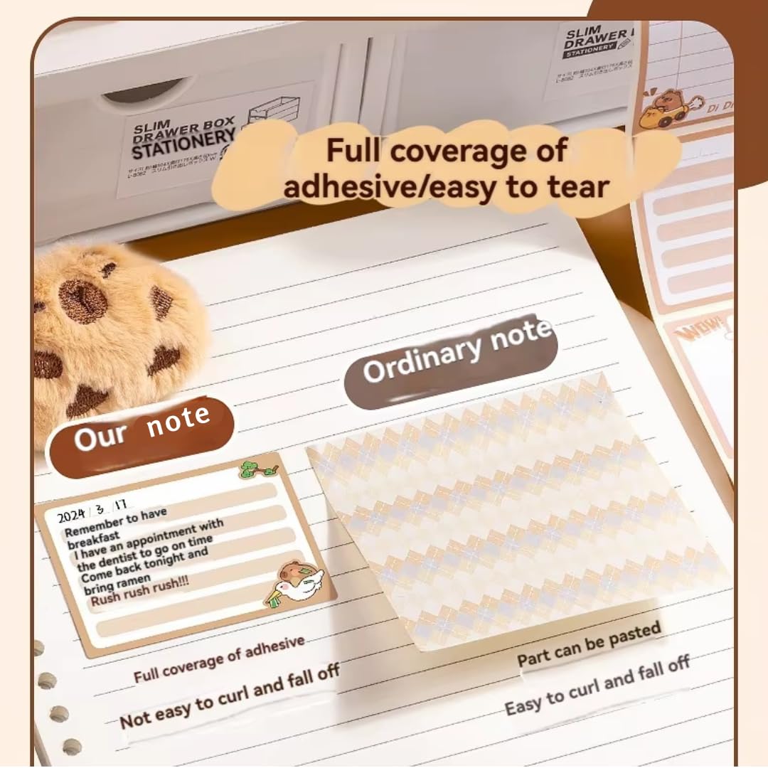 256 Pcs Cute Sticky Notes Set Self Adhesive, Sticker Roll Post It School Student | Brown