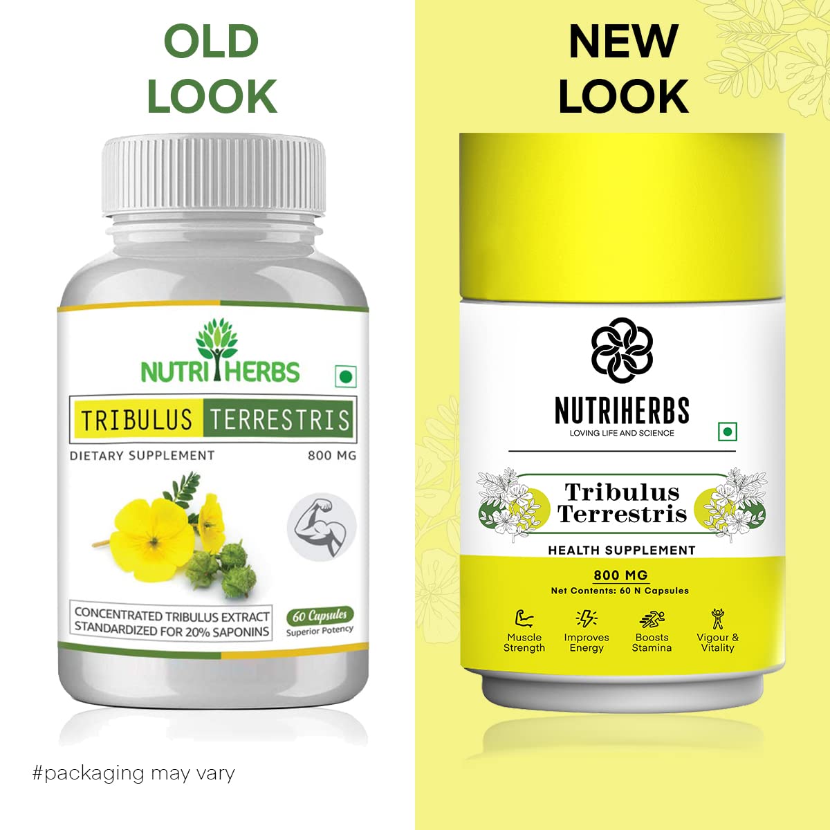 Nutriherbs Tribulus Terrestris Gokshura Capsules 800mg Men's Health & Testosterone Support Natural Energy, Stamina, & Performance Booster, Organic Gokshura Fruit | 60 Capsules 100gm 0.2lbs