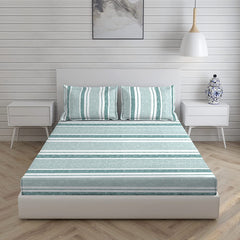 100% Cotton Bedsheet Set With 2 Pillow Covers - 101 X 108 Inches, Turquoise | Ideal For Resorts, Guest Houses, & Daily Home Use-King Size Double Bed