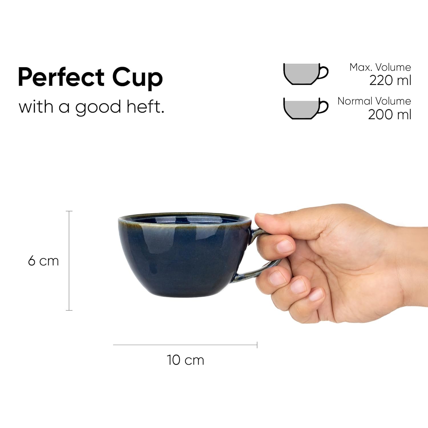 Ceramic Coffee Cup Saucer Set - Blue Green, 250ml, Ceramic Mug With Glossy Finish | Mug For Coffee - Ceramic Coffee Mug | 1 Cup + 1 Saucer - Microwave Safe