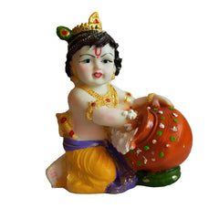 Makhan Chor, Laddu Gopal Ji, Bal Gopal Statue, Resin, Multicolor, All Festivals, Special Occasions Like Janmashtami, Lord Krishna Idol, Handmade Baby Krishna Statue