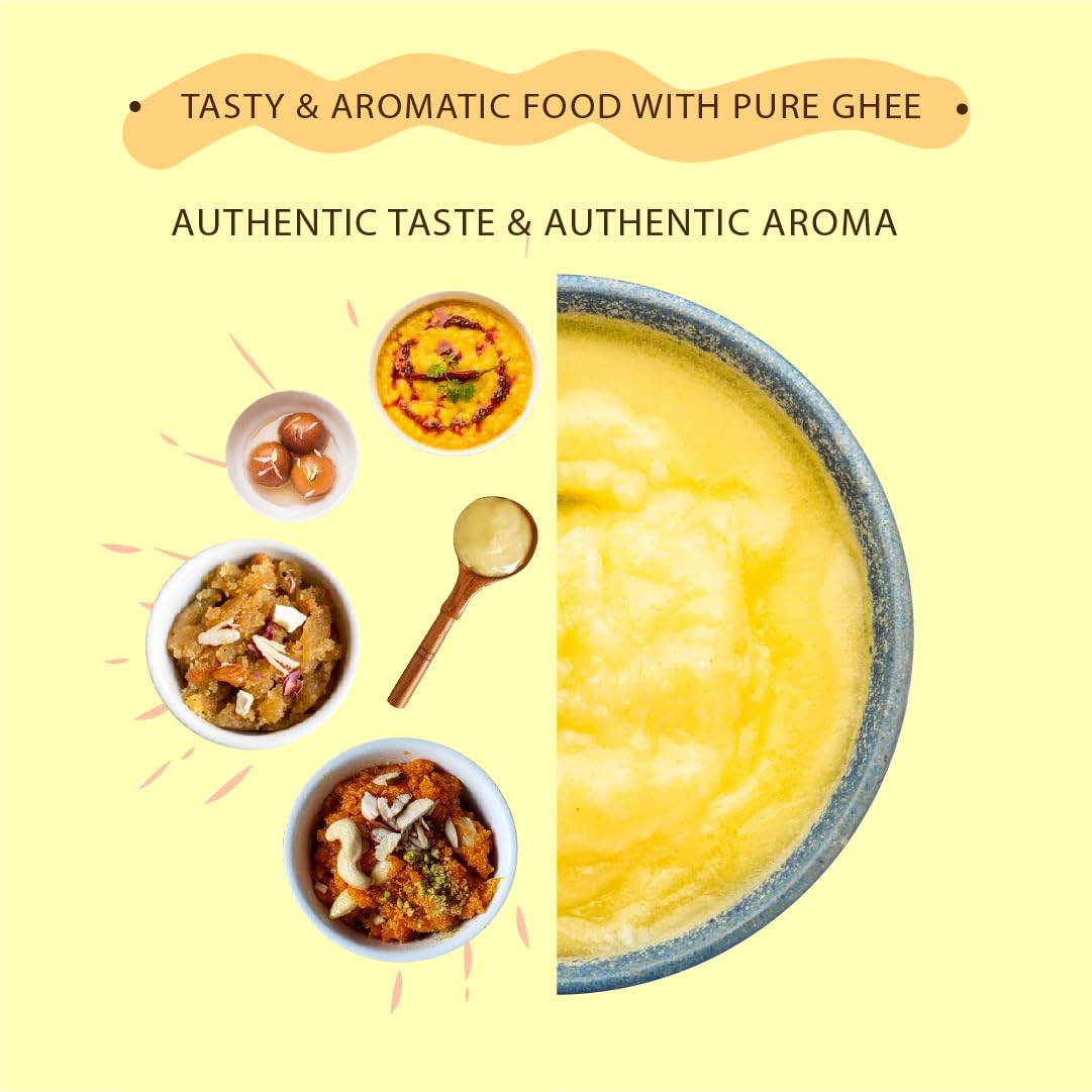 Organic Natural A2 Desi Cow Ghee By God Choice Organic Farms | High In Protein Fiber Healthy Desi Ghee For Bakes Cookies | (150ml) 5.0 Ounce | Jar Pack