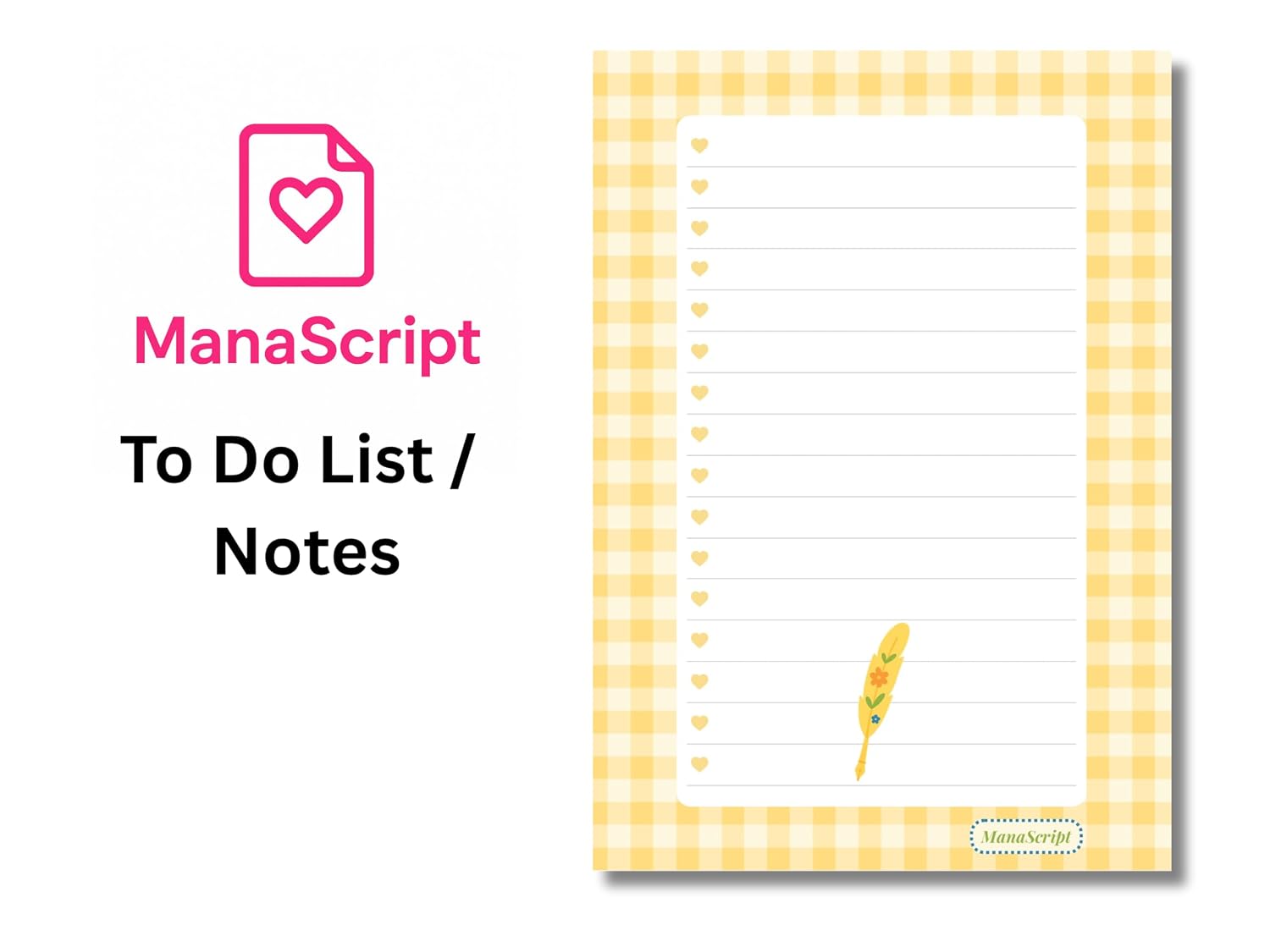 A5 Notes/To Do List Notepad, Beautiful Checklist Pad, Tear-Off Sheets (Pen, Yellow) Pack Of 1