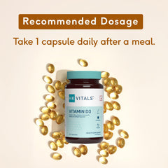 Healthkart Hk Vitals Vitamin D3 (600 Iu), With Sunflower Oil, Promotes Calcium Absorption, Bone Health, Muscle Strength & Immunity | 60 Vitamin D Capsules , 100gm 0.2lbs