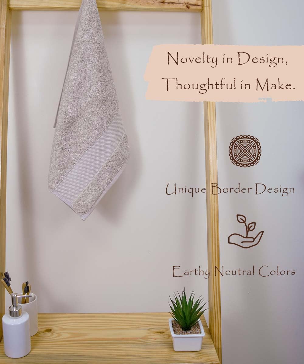 Rangoli Soft Absorbent Durable Towels Earthly Egyption Cotton Plush Oversized Small Size Bath Towel 400 Gsm (Beige)