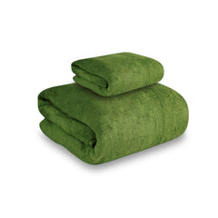 Maxoshine Microfiber Bath Towels Large Size-Super Soft Coral Fleece Bathing Towel Hook Quick Dry Super Absorbent-Bath Towel For Men & Women (Olive Green, 1 Bath Towel/1 Hand Towel)