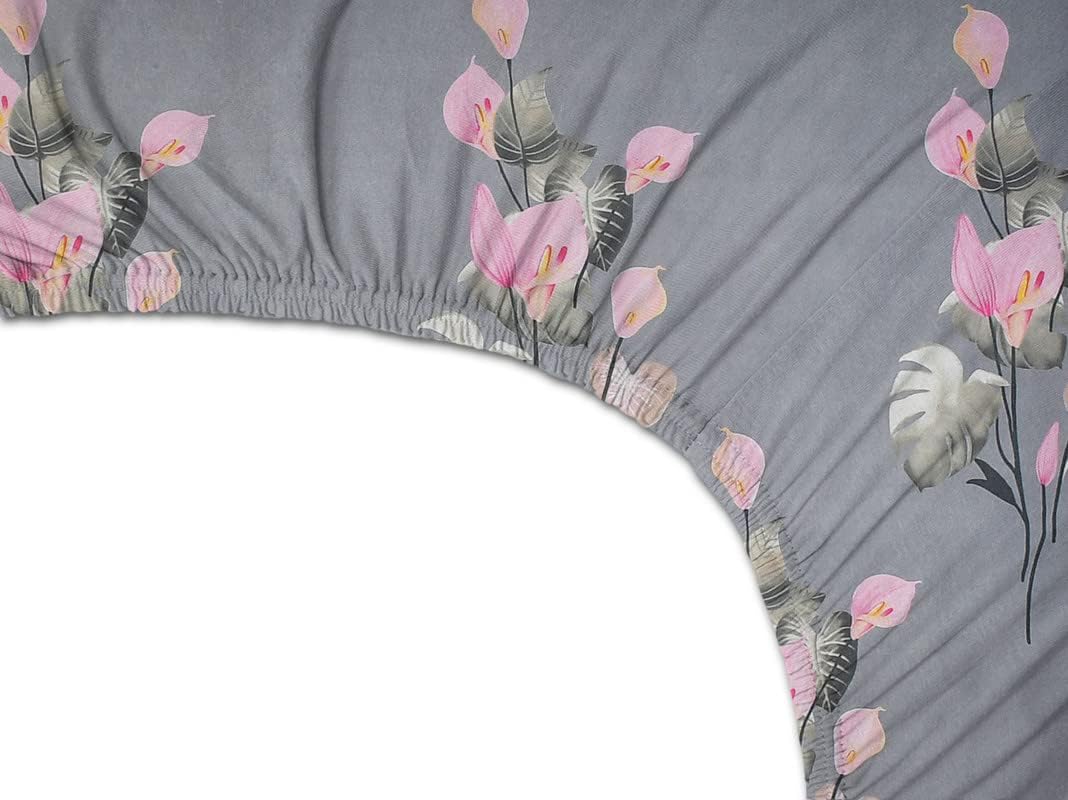 Cotton 1 Double Bedsheets With 2 Pillow Covers - Size - 72 X78 Inches, Grey & Pink | King Size Bed With All Around Elastic Bedsheet - Breathable Long Lasting Light Weight Wrinkle Free