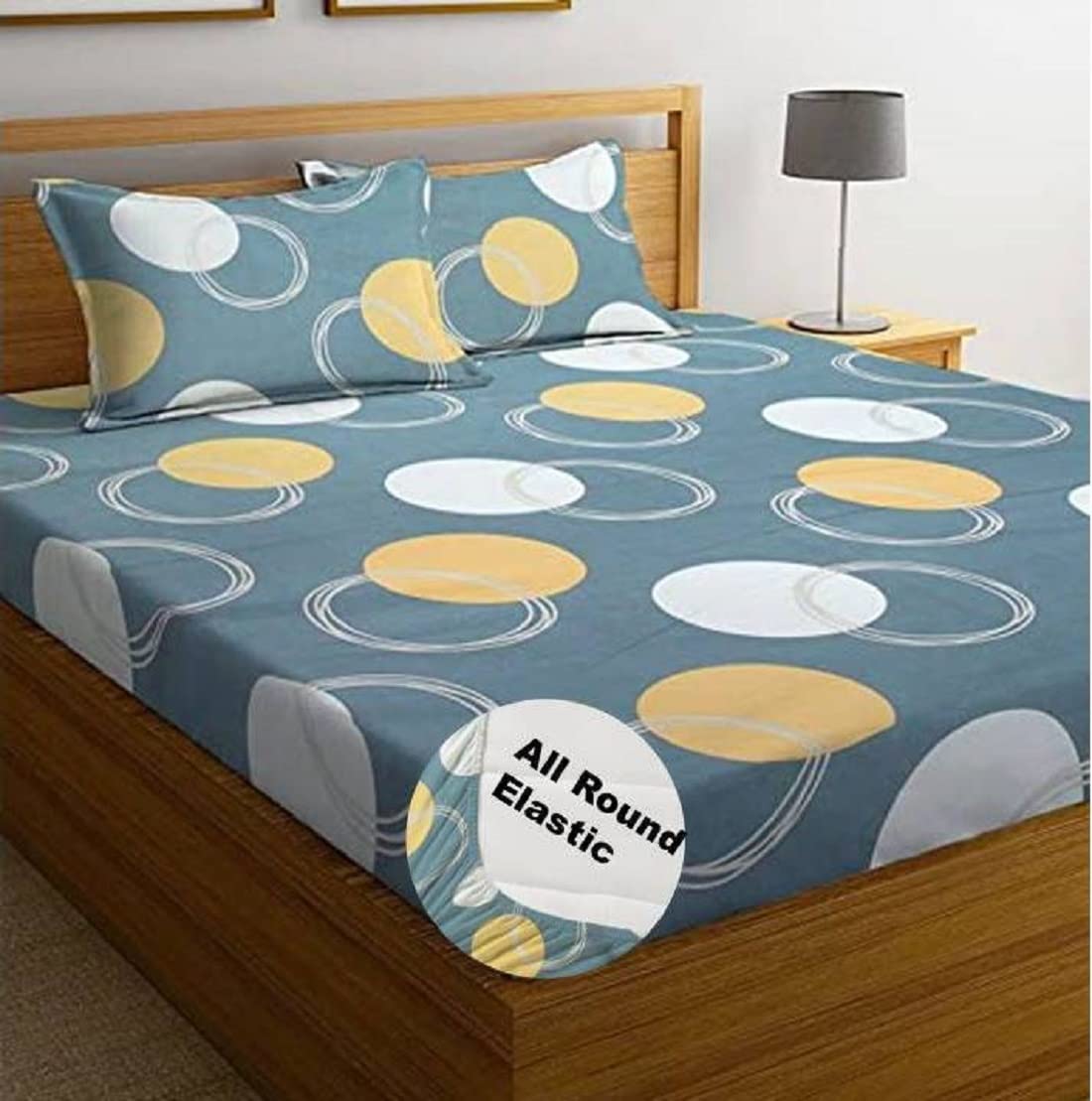 Double Bedsheet With 2 Matching Pillow Covers Set | 72 X 78+10 Inches, Grey - Designer Printed Bedsheet Set | Perfectly Styled & Coordinated Look Bedsheet