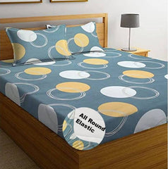 Double Bedsheet With 2 Matching Pillow Covers Set | 72 X 78+10 Inches, Grey - Designer Printed Bedsheet Set | Perfectly Styled & Coordinated Look Bedsheet