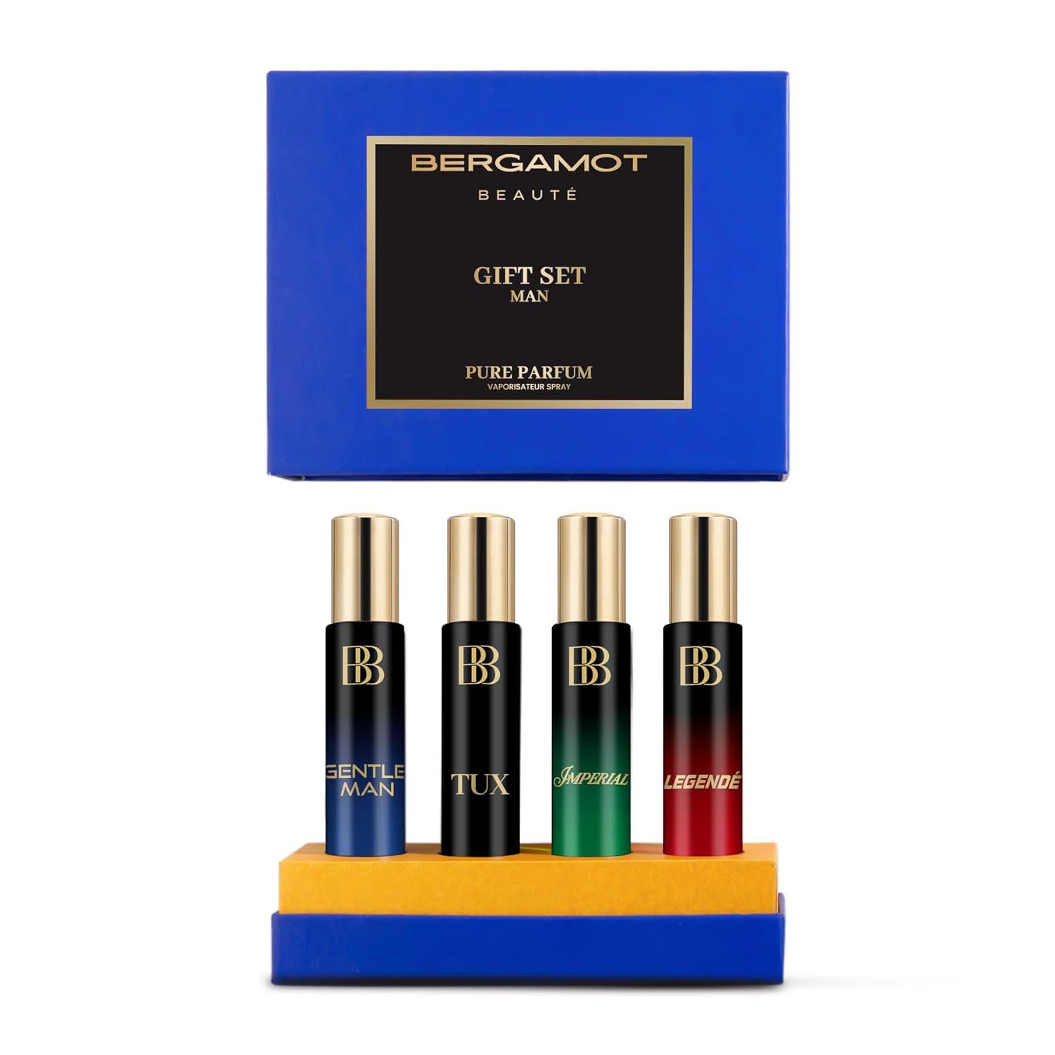 Bergamot Beaute Pure Perfume Gift Set For Men Pack Of 4x 0.5 Fl.oz. Vaporisateur Spray | 2x Long Lasting Than EDP