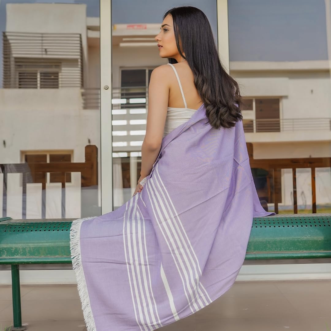 Mush Bamboo Turkish Towel 280 Gsm | 100% Bamboo Ultra Soft, Absorbent & Quick Dry Towel For Bath, Beach, Pool, Travel, Spa & Yoga (Yellow + Lavender & Peach)