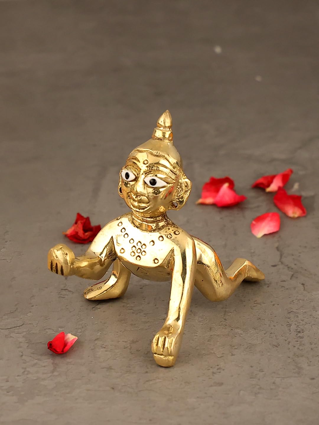 Laddu Gopal Statue, Bal Gopal Ji, Kanha Ji Ki Murti, Gold, Brass, Idol - 6 Cm, Bal Krishna Idol, Small Size & Compact Design, Special Occasions & Festive Celebrations, Lord Krishna Statue