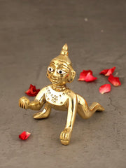 Laddu Gopal Statue, Bal Gopal Ji, Kanha Ji Ki Murti, Gold, Brass, Idol - 6 Cm, Bal Krishna Idol, Small Size & Compact Design, Special Occasions & Festive Celebrations, Lord Krishna Statue
