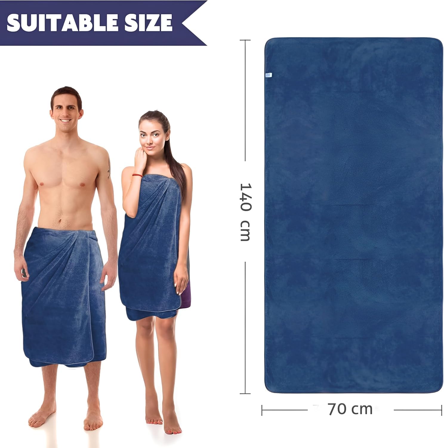 Midastra Microfiber Bath Towel 500 Gsm | Extra Soft, Lint-Free, Quick-Dry & Highly Absorbent Towel (Navy Blue)