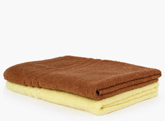 North Field Bath Towel 1000 Gsm | Extra Soft & Absorbent, Durable Bath Towel (Brown & Yellow) - Set Of 2