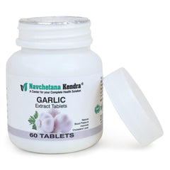 Navchetana Kendra Garlic Tablets For Cholesterol Reduce Blood Pressure, Improve Digestion & Help To Strengthens Bones | 60 Tablets 100gm 0.2lbs