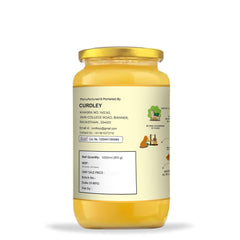 100% Natural A2 Desi Cow Ghee With Wooden Spoon By Curdley | Great Source Of Energy Healthy & Nutrients Cow Ghee Good For Skincare | (1 Litre) 33.8 Ounce | Jar Pack