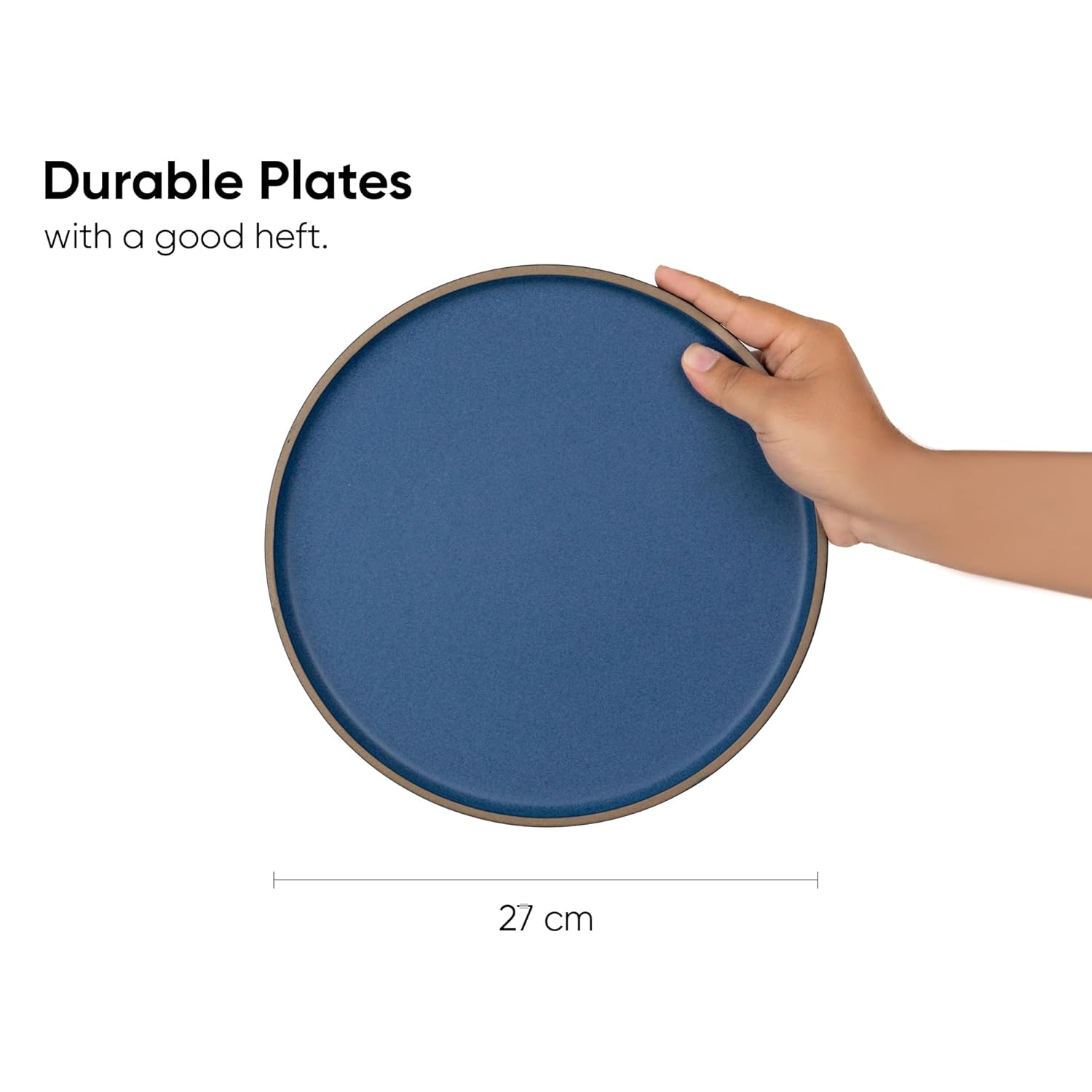 Ceramic Dinner Plates Set Of 6 Pieces, Blue | Ceramic Plates Set With Matte Finish - Premium Stoneware | Ceramic Dinner Plates - Japandi Dinner Plates
