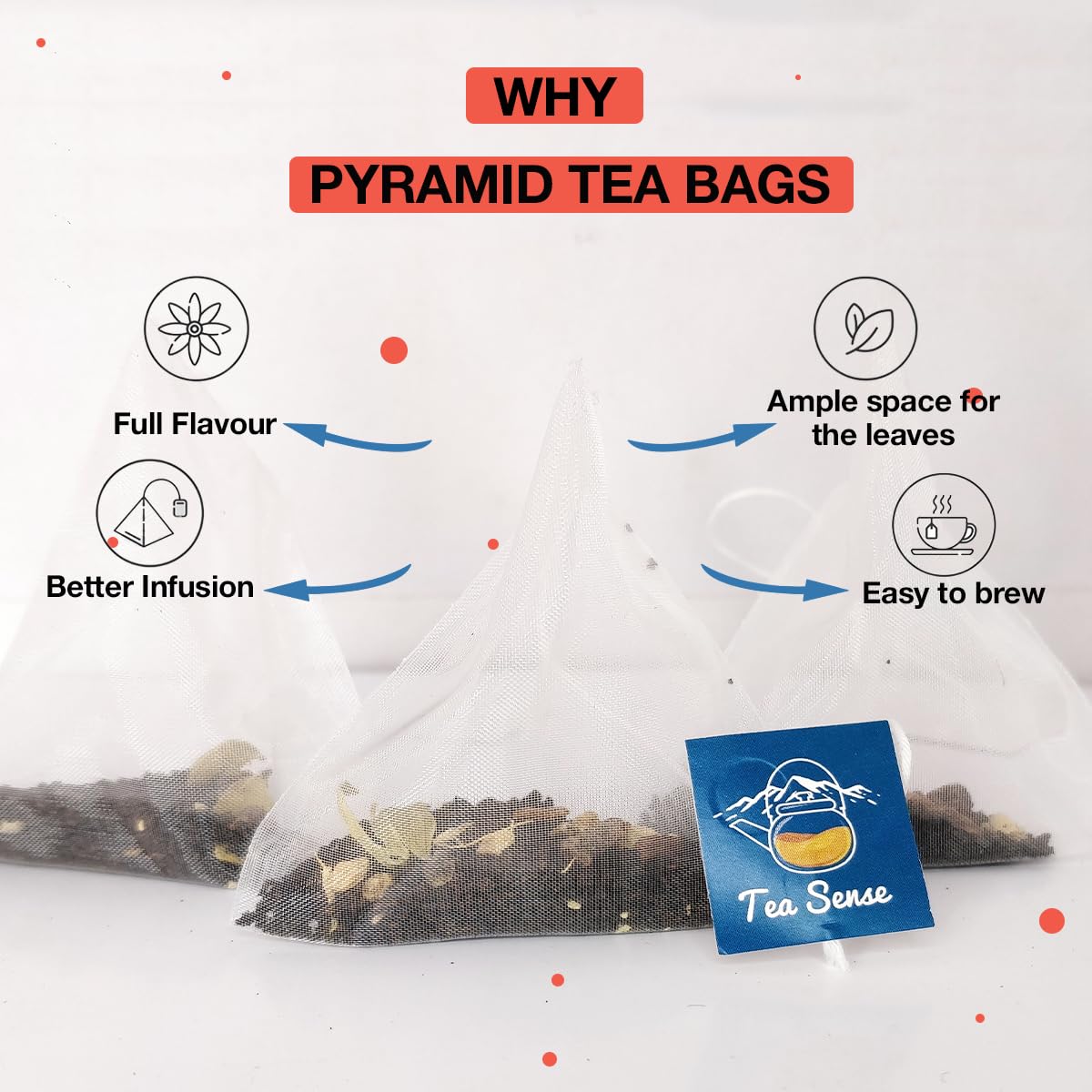 Tea Sense Royal Masala Chai - 15 Pyramid Tea Bags | Assam CTC, Ginger, Cardamom, Clove, Cinnamon, Black Pepper, Star Anise - Strong & Kadak Chai Patti, High Caffeine